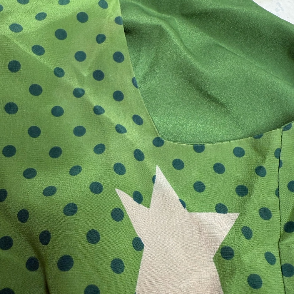 Girls From Savoy Mini Dress Nova Silk Green Polka Dot Stars, Sz 8 - Picture 5 of 5